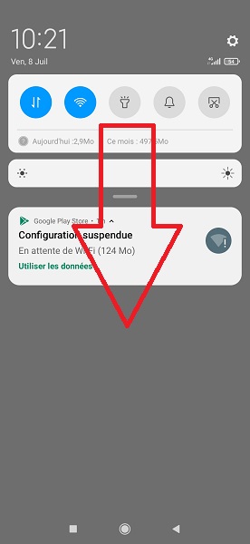Capture depuis le panneau de notifications
